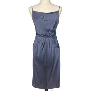 RICHARD CHAI Blue Satin Dress with Pockets
